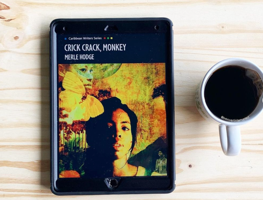 Cover of Crick Crack, Monkey by Merle Hodge. Photo taken by @IntrovertInterrupted on Instagram.